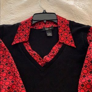 Style & Co ladies red/black silky sweater/bls L